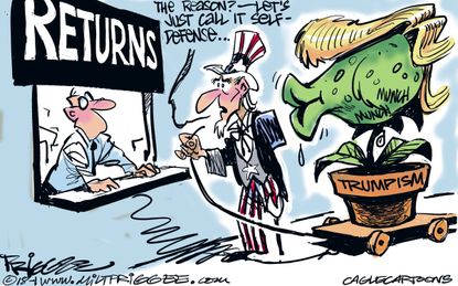 Political cartoon U.S. Trump presidency returns
