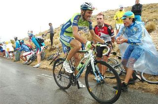 Ivan Basso (Liquigas) on the attack during stage 14 of the 2009 Vuelta a España.