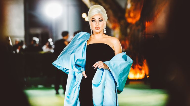 Lady Gaga wearing a custom Schiaparelli gown