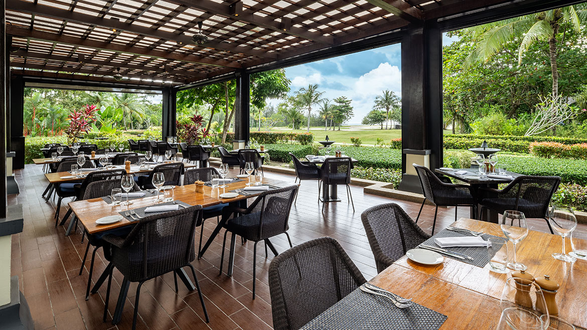 Tables set at Oceano restaurant