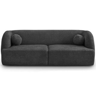 Querno Modern Luxury Japandi Style Boucle Fabric Curvy Sofa Couch in Gray