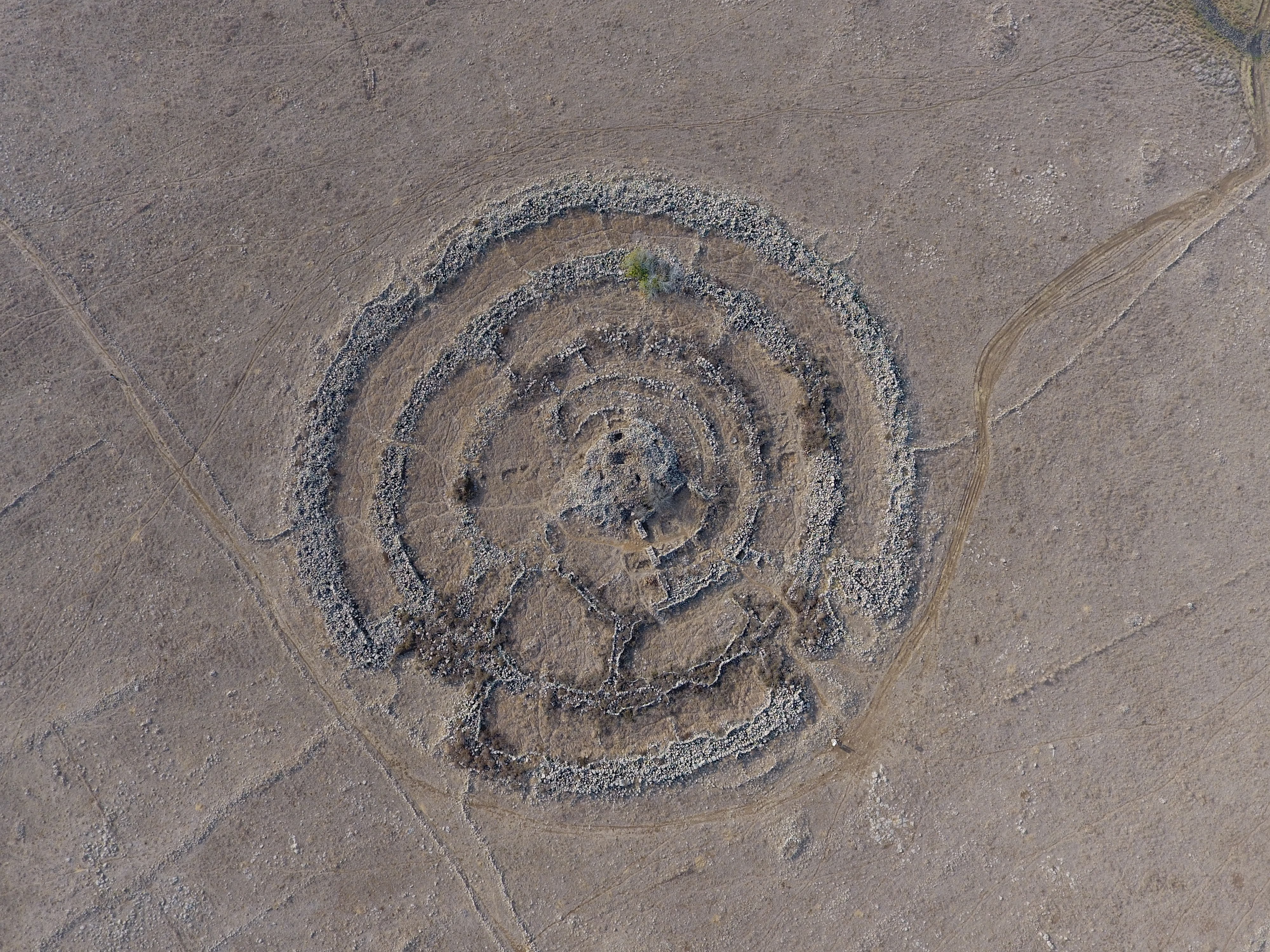 An aerial view of Rujm el-Hiri