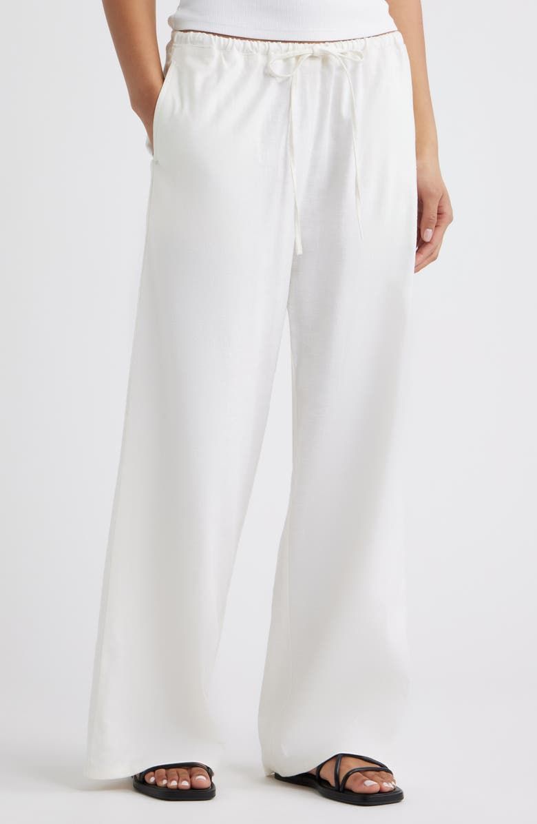 Linen Blend Wide Leg Pants