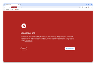 Google Chrome screenshot showing a bad app being flagged