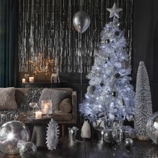 Silver and Christmas disco-themed festive home decor