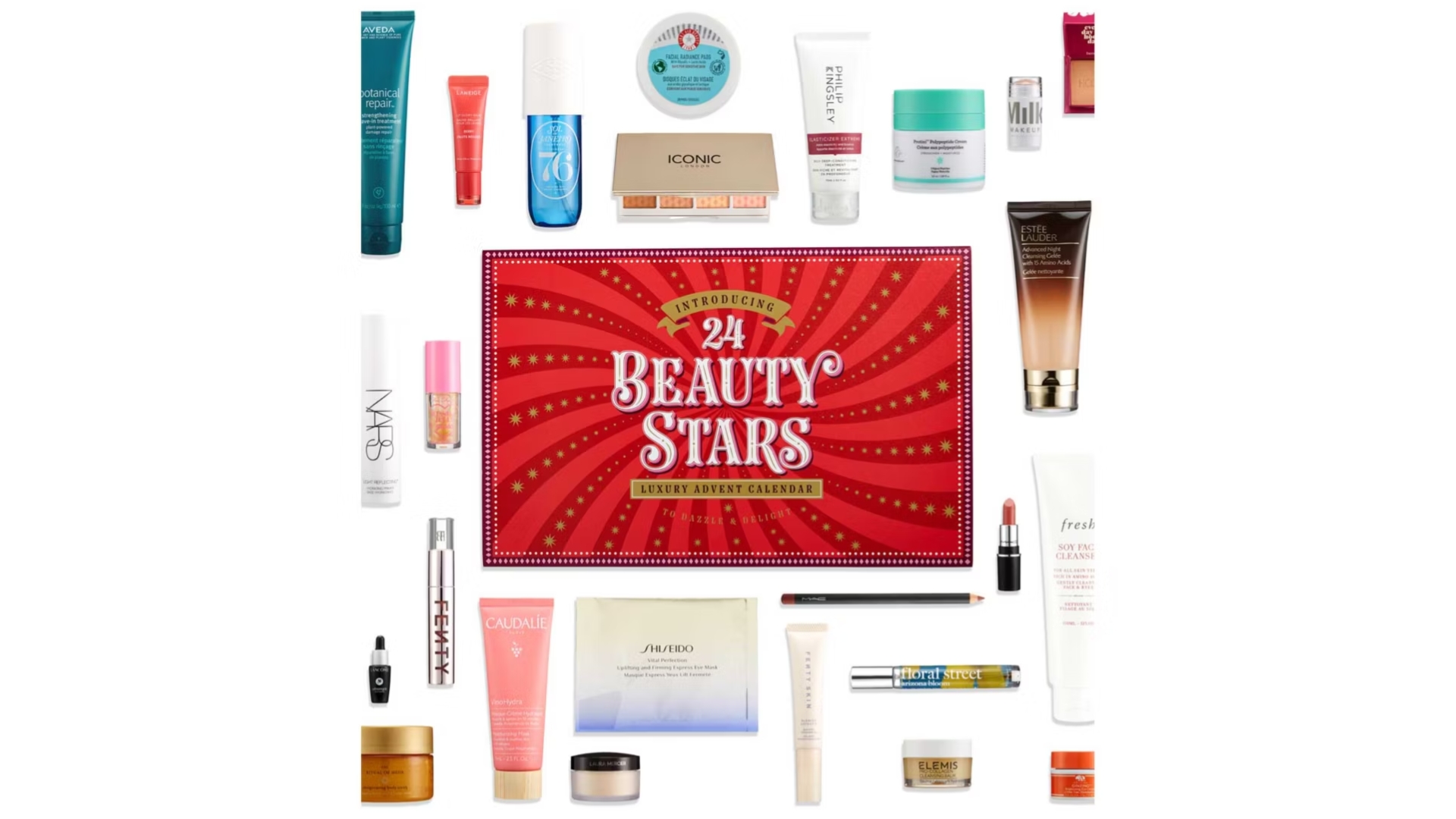 The contents of the Boots 24 Day Premium Beauty Advent Calendar