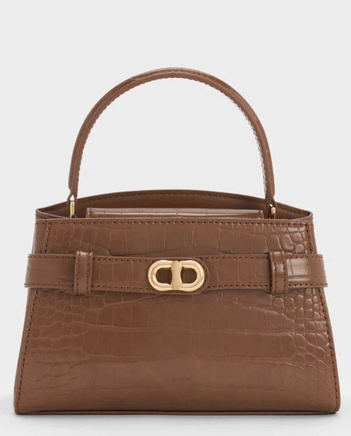 Charles &amp;amp; Keith, Aubrielle Croc-Effect Top Handle Bag