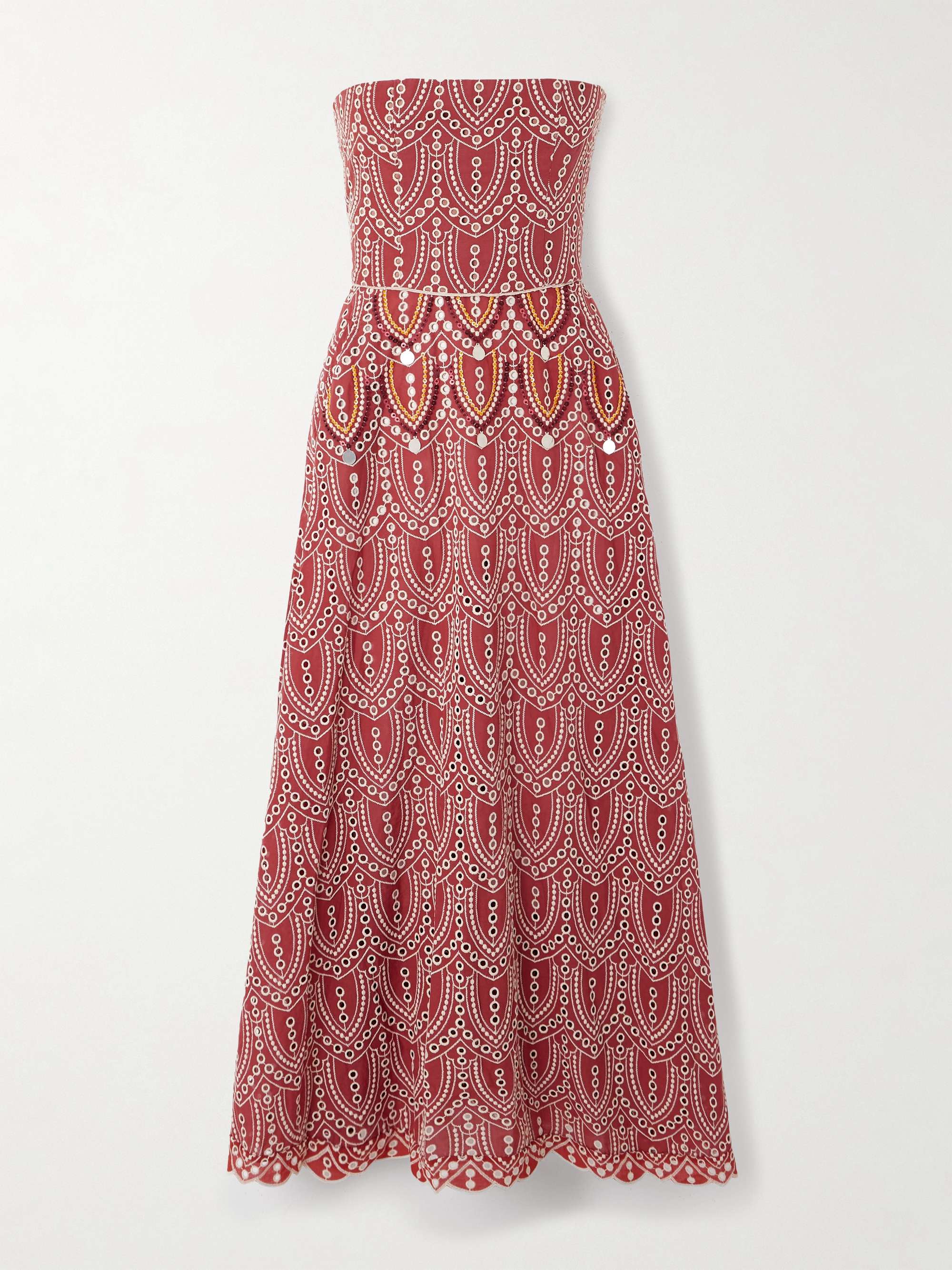 Bengala Strapless Embellished Broderie Anglaise Maxi Dress