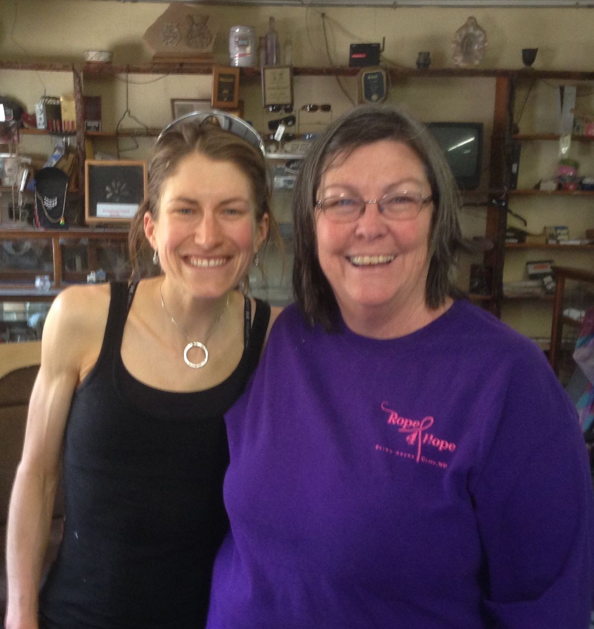 Marra Abbott and the owner of the Glenwood&rsquo;s Buckhorn Trading Post