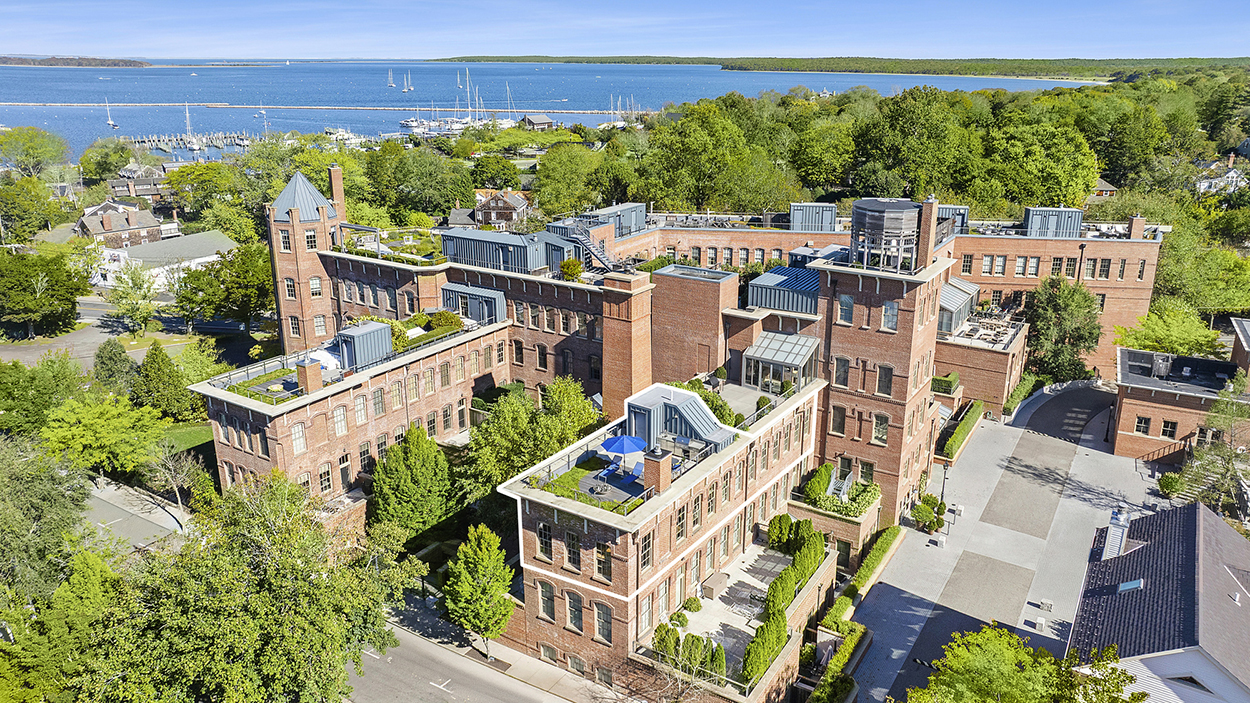Aerial view of a loft building in Sag Harbor