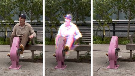 A photo of a man on a bench edited with Clean Up in iOS 27