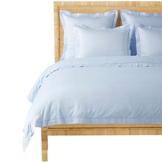 Serena & Lily Sutton Sateen Duvet Cover in pastel blue