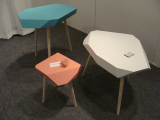 Tables inspired by the material rubber, by Therese Westman and Marie Lindblad