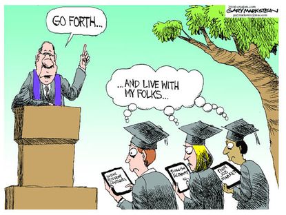 Editorial cartoon graduation economy