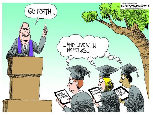 Editorial cartoon graduation economy