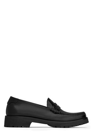 Saint Laurent Le Loafers Monogram Penny Slippers in Smooth Leather