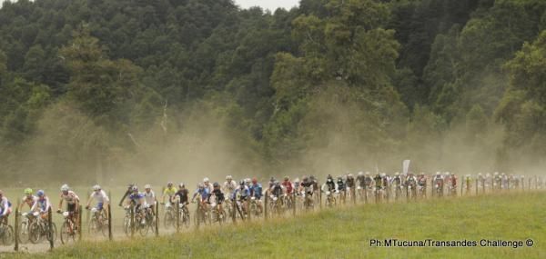 The mountain bike peloton at the Trans Andes Challenge