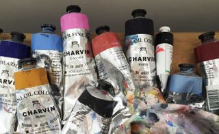 Delhomme's well-used oil paint tubes