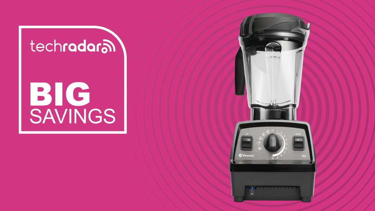 The Vitamix Propel Series 750 Blender pictured on a pink background, with Big Savings written to the left.