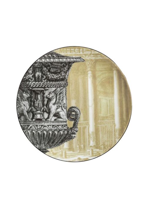 Porcelain Dessert Plates With Antique Roman Drawings 