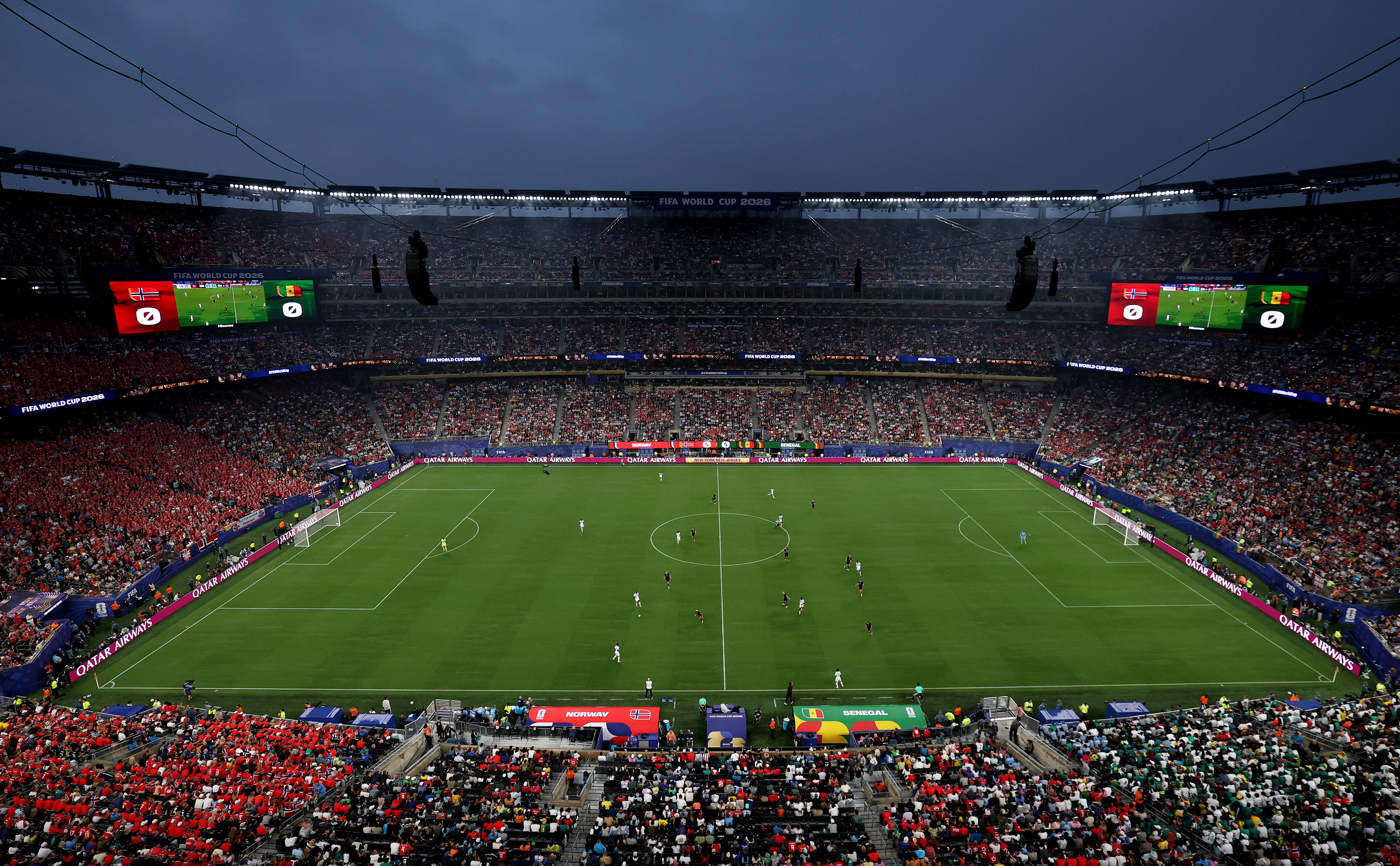 EAST RUTHERFORD, NEW JERSEY - JUNE 22: General view inside New York New Jersey Stadium during the FIFA World Cup 2026 Group I match between Norway and Senegal on June 22, 2026 in East Rutherford, New Jersey. (Photo by Justin Setterfield/Getty Images)