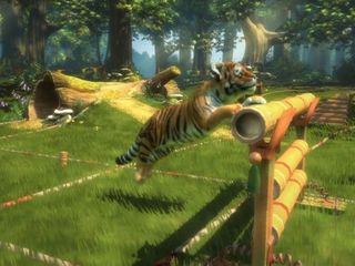 Kinectimals: tiger jumps over obstacles
