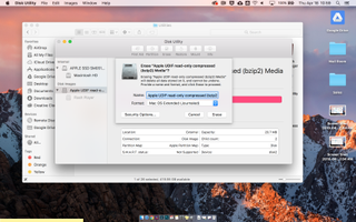 Disk utility screen on a Mac