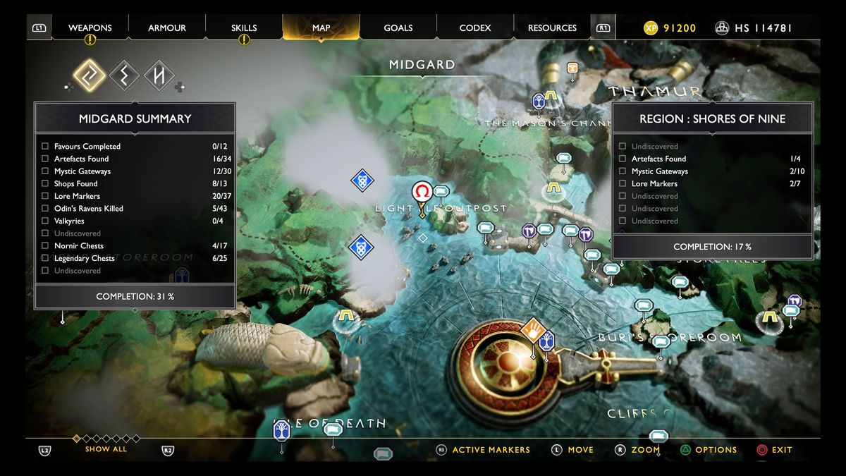God of War treasure map locations