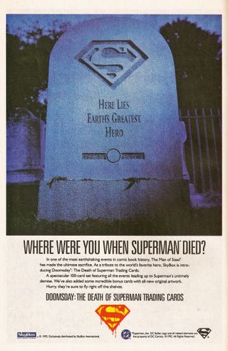 Doomsday: The Death of Superman trading card advertisement