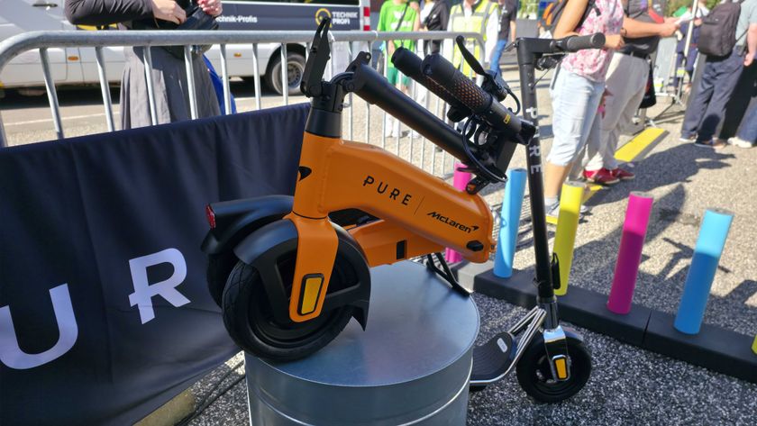Pure Electric scooters at IFA 2025, it&#039;s a sunny day and the stand is forward facing.