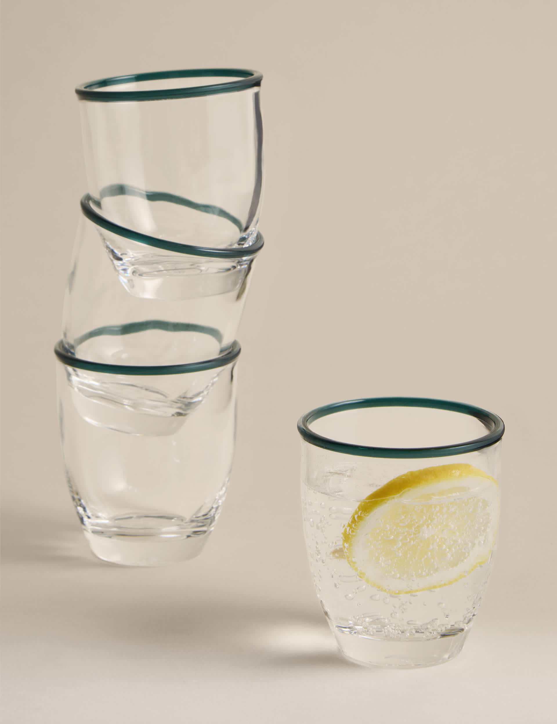 Set of 4 Contrast Rim Acrylic Picnic Tumblers