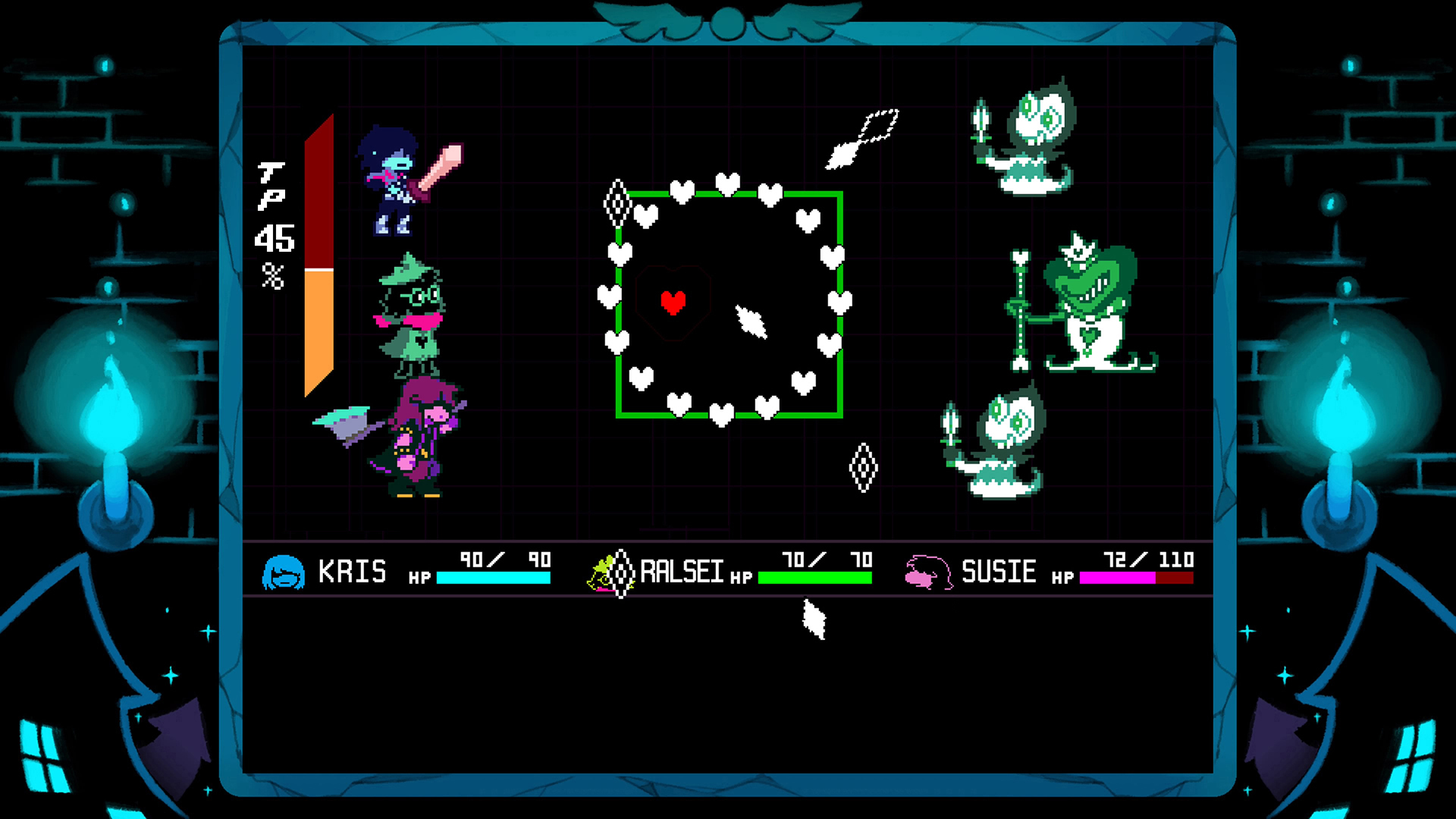 Dodging a circle of attacks in Deltarune