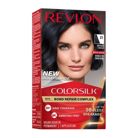 Revlon Colorsilk Permanent Hair Color, Bond Repair Complex, 21 Intense Indigo, 1 Pack