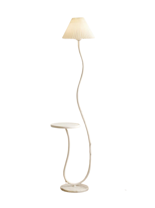 Modern Cream Style Floor Lamp With Side Table