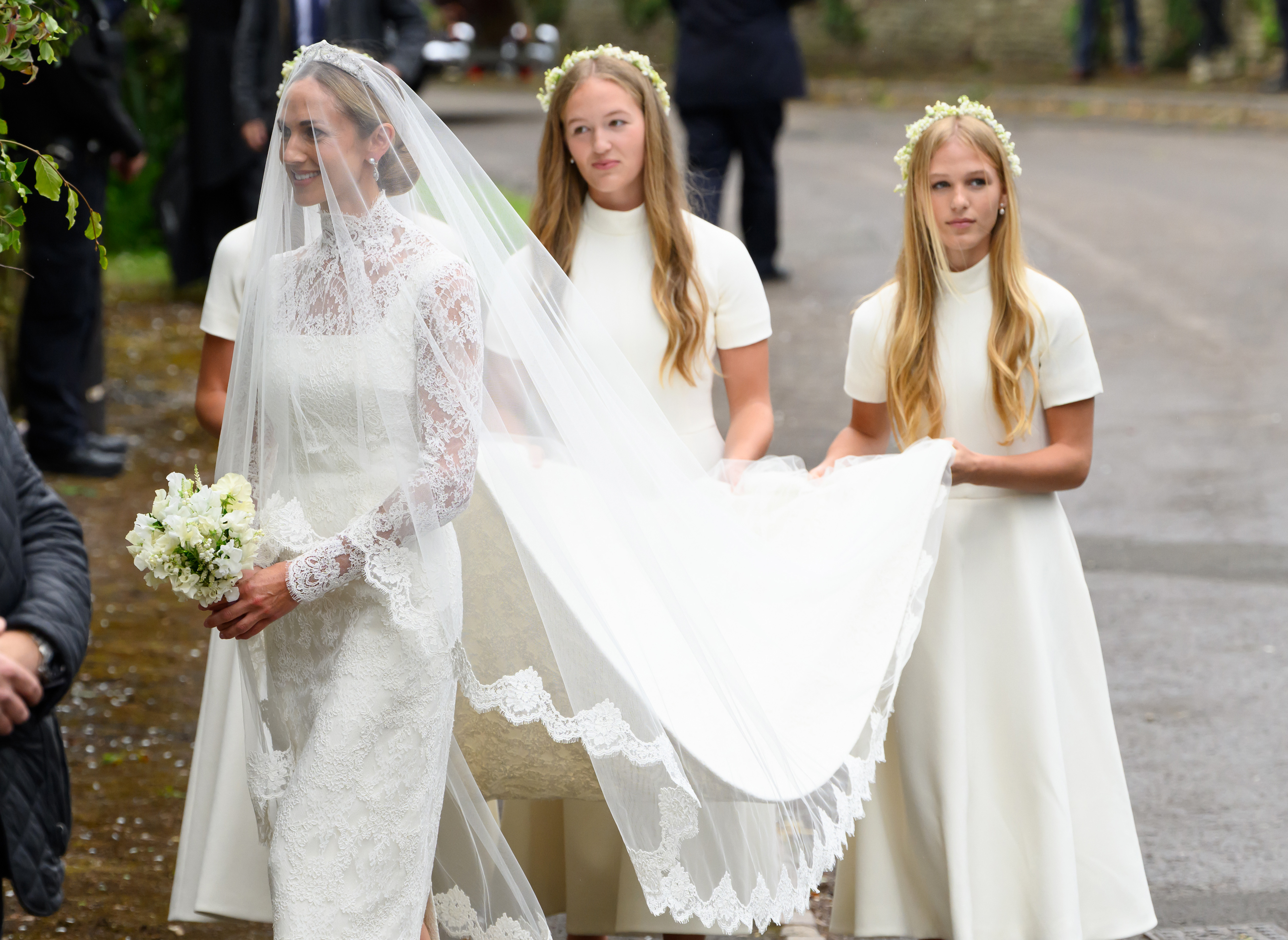 Harriet Sperling's royal wedding drew inspiration from Princess Kate and Pippa Middleton's bridal style, with all three wearing lace gowns with long sheer veils