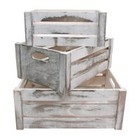 Admired By Nature Rustic White Set of 3 Distressed Decorative Wood Crates: £50/$37.99 | Amazon