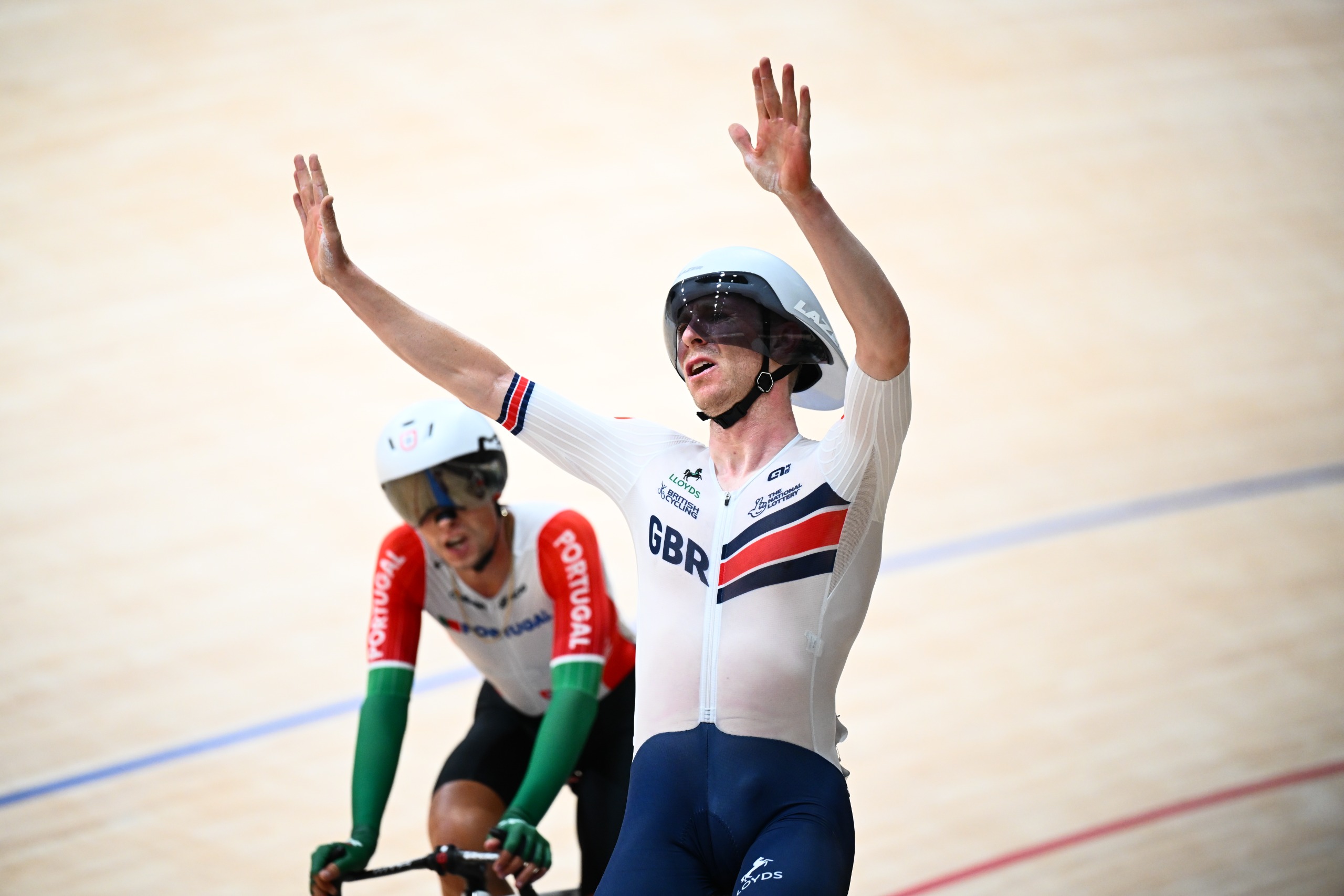 Mark Stewart celebrates in GB kit