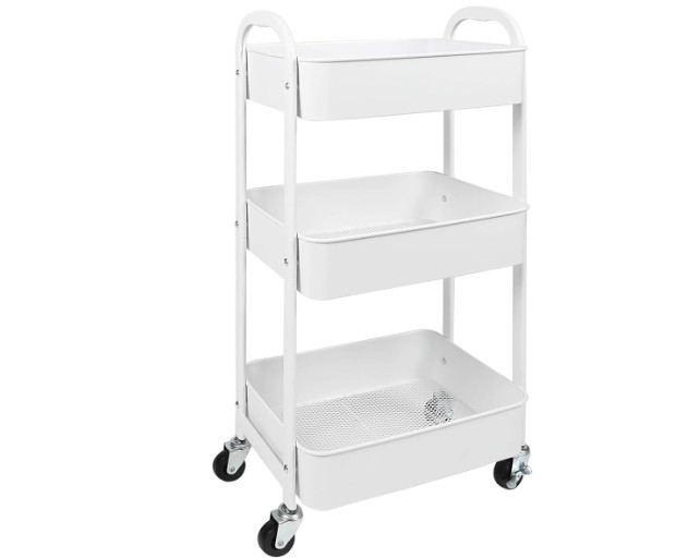 Max Houser 3-Tier Rolling Utility Cart With Caster Wheels