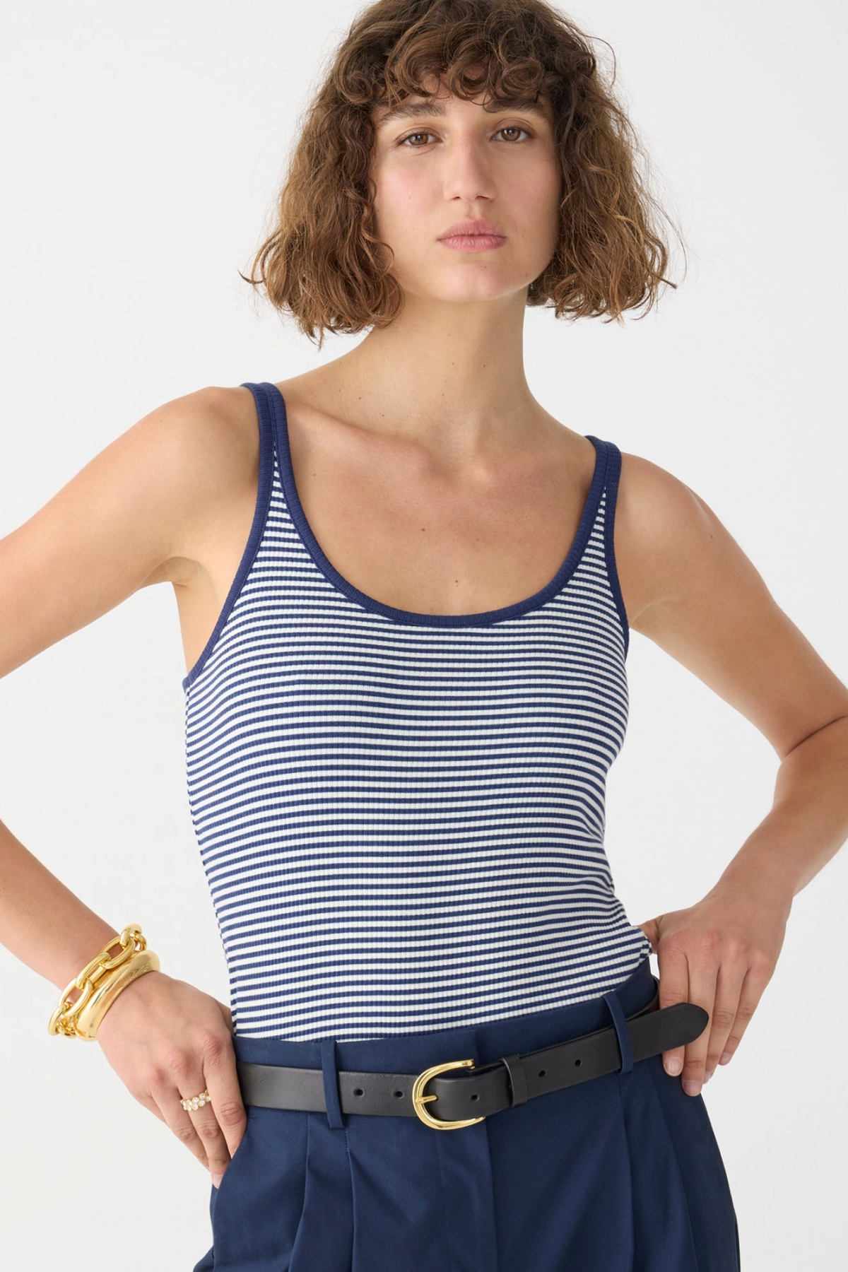 J.Crew Vintage Rib Shelf-Bra Tank Top in Stripe