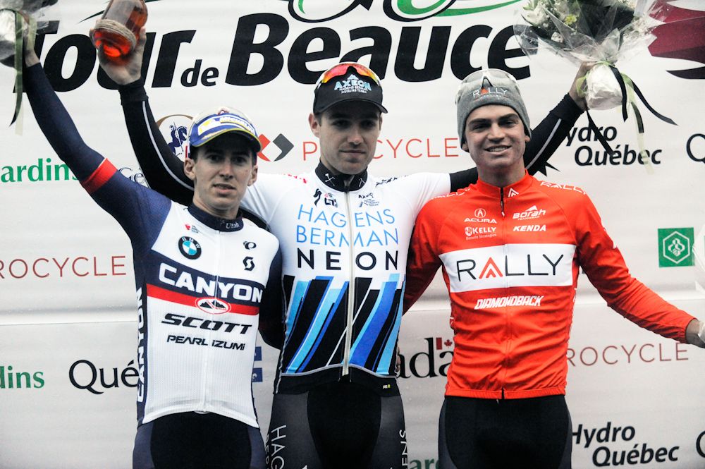 Steve Fisher, Christopher Lawless and Sepp Kuss on the podium at Tour de Beauce