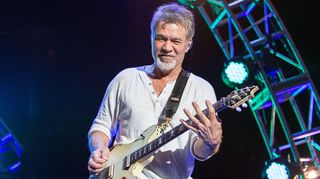 Eddie Van Halen of Van Halen performs on stage at Sleep Train Amphitheatre on September 30, 2015 in Chula Vista, California. 