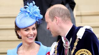 Catherine, Duchess of Cambridge and Prince William, Duke of Cambridge attend the Order Of The Garter Service at St George's Chapel on June 13, 2022 in Windsor, England.