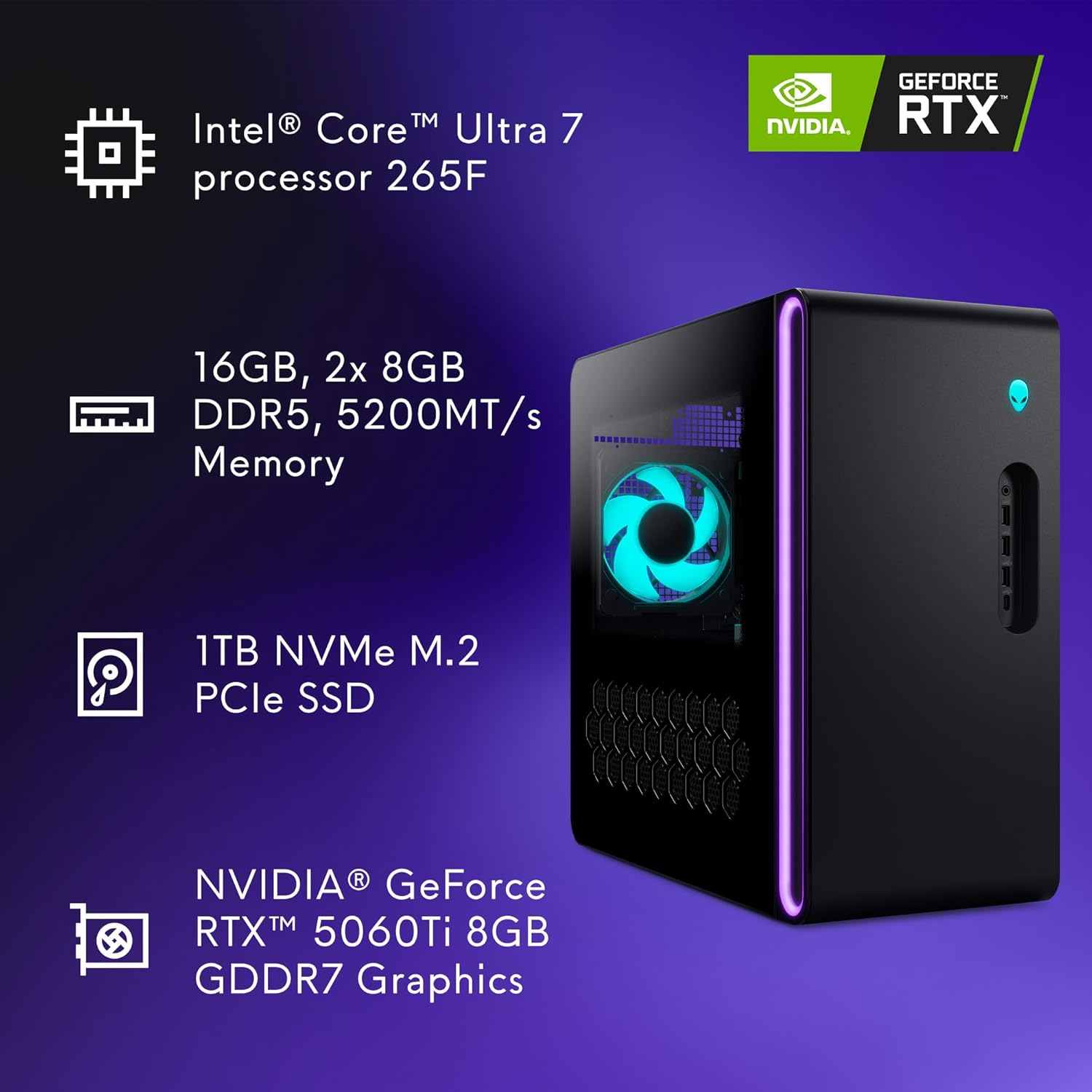 Hardware specification highlights for the Alienware Aurora Gaming Desktop