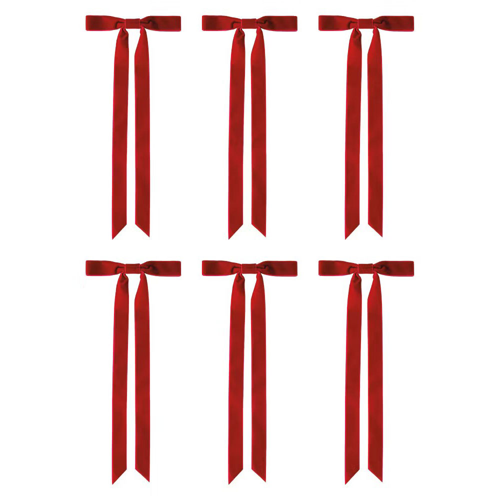 Velvet Clip on Bow Ornaments – Ruby Red