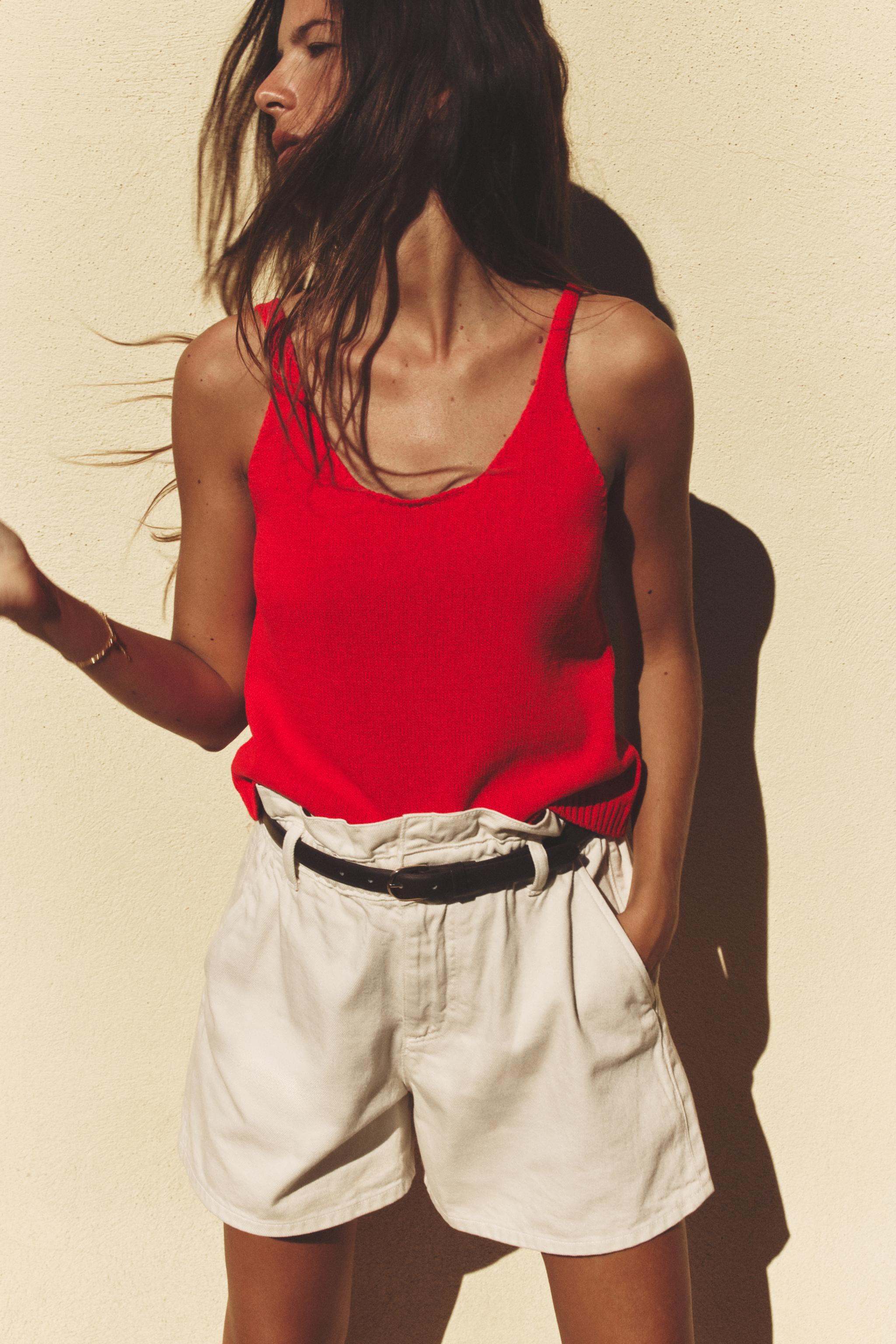 Strappy Plain Knit Top