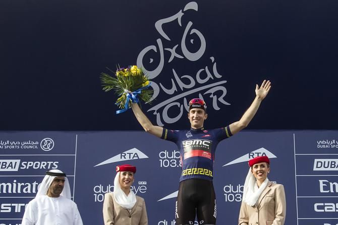 Taylor Phinney (BMC) withstood the pressure to keep the race lead on stage 3 of the Dubai Tour