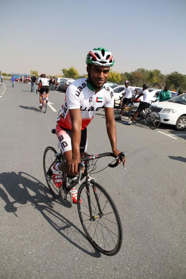 All smiles for the UAE riders