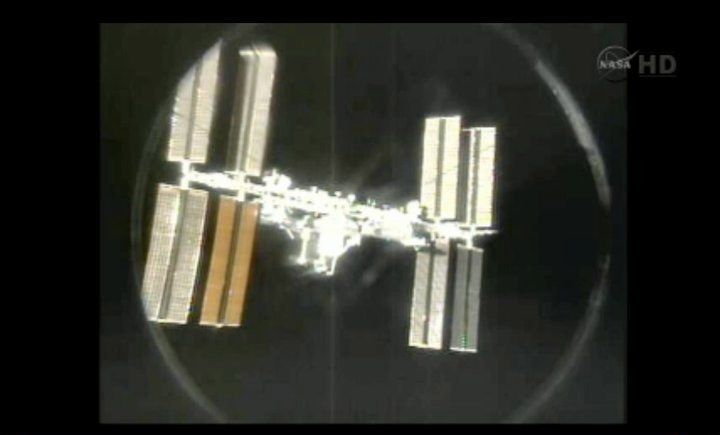 International Space Station seen from space shuttle for last time on July 19, 2011