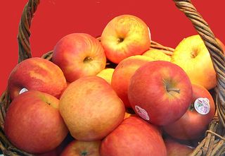 Apples with stickers attached to them