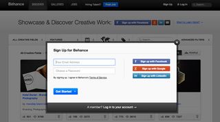 Behance profile: step 1